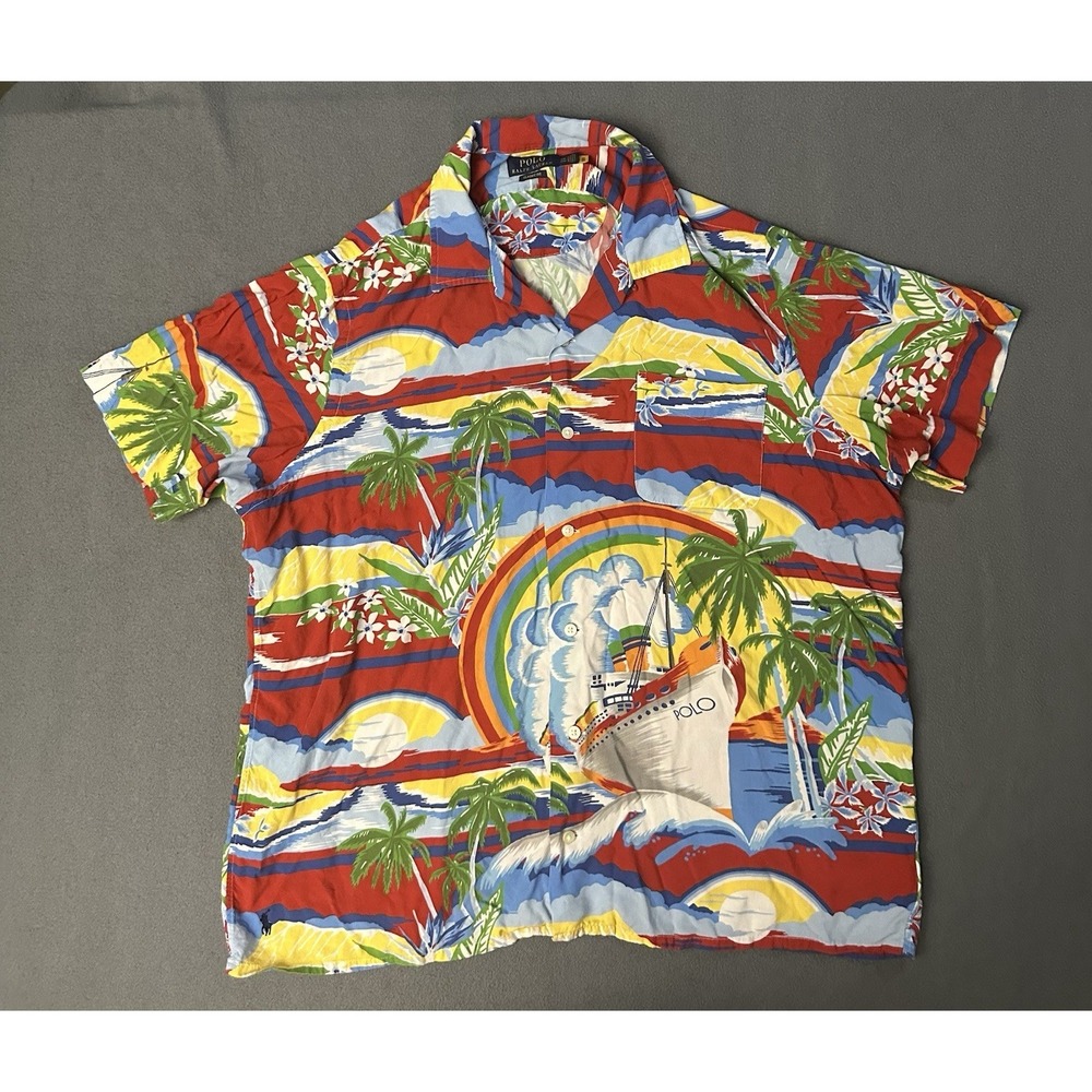 Polo Raplh Lauren Men's Cruise Ship Patterned Hawaiian Shirt Size 2XL XXL